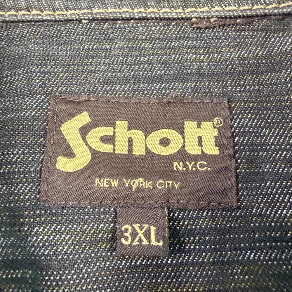 Schott Bros 1913 Mens 3XL Denim Jean Jacket Dark Wash Embroidered Logo - Picture 5 of 8
